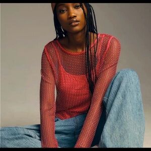 Beautiful sparkly Anthropologie top. Mesh with iridescent rhinestones Like new